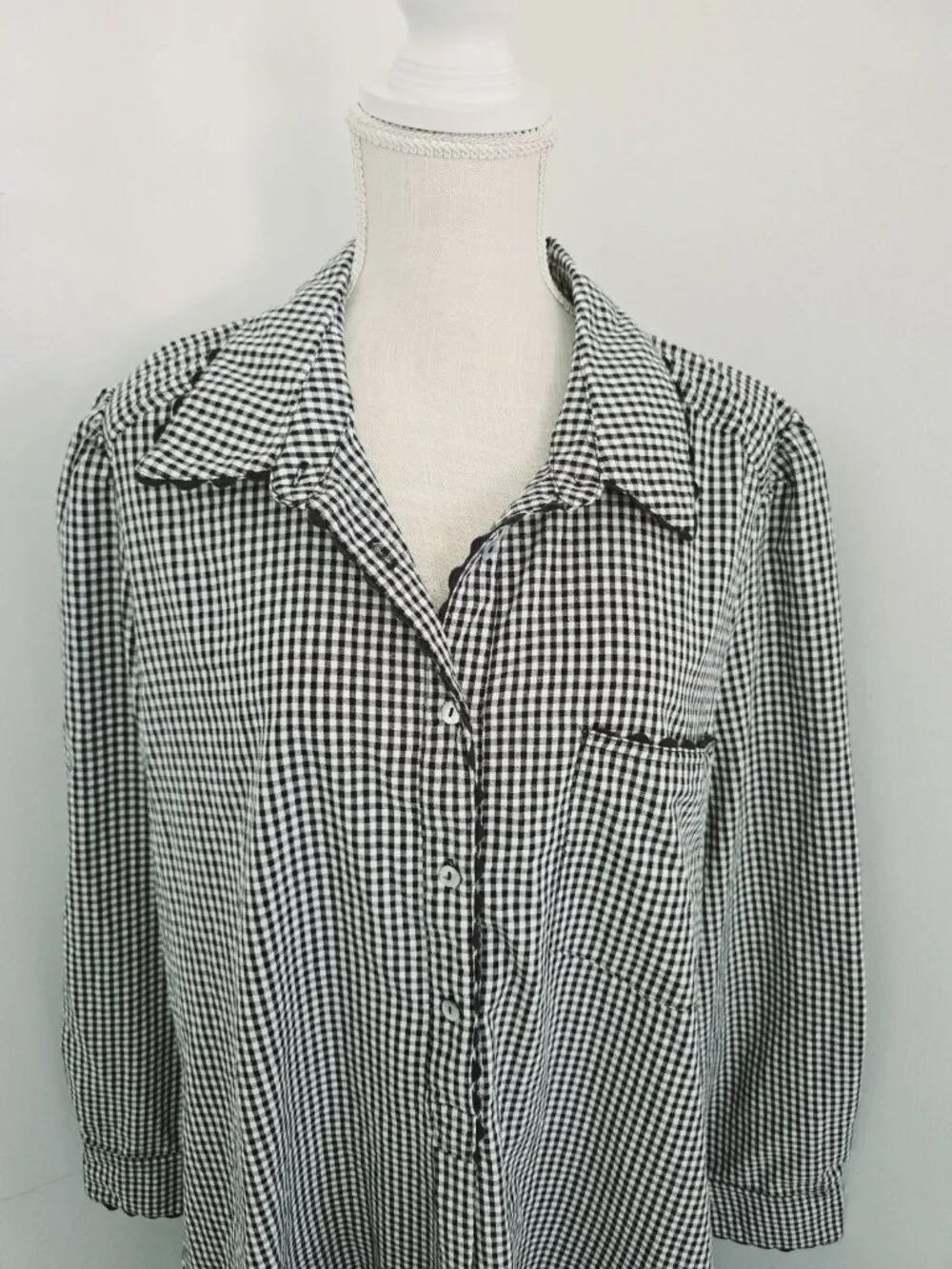Tuckernuck Black Gingham Cotton Hemp Ric Rac Callahan Shirt Dress Size XXL 2X - Picture 3 of 13